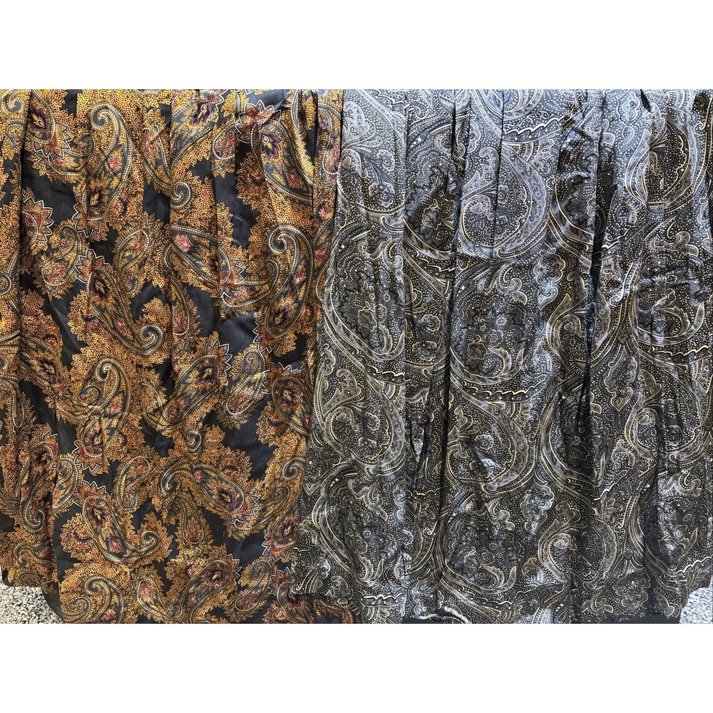 Rayon Vintage Skirt Lot Size 8 Brown Black Gray Paisley Boho Retro Y2K Jones NY